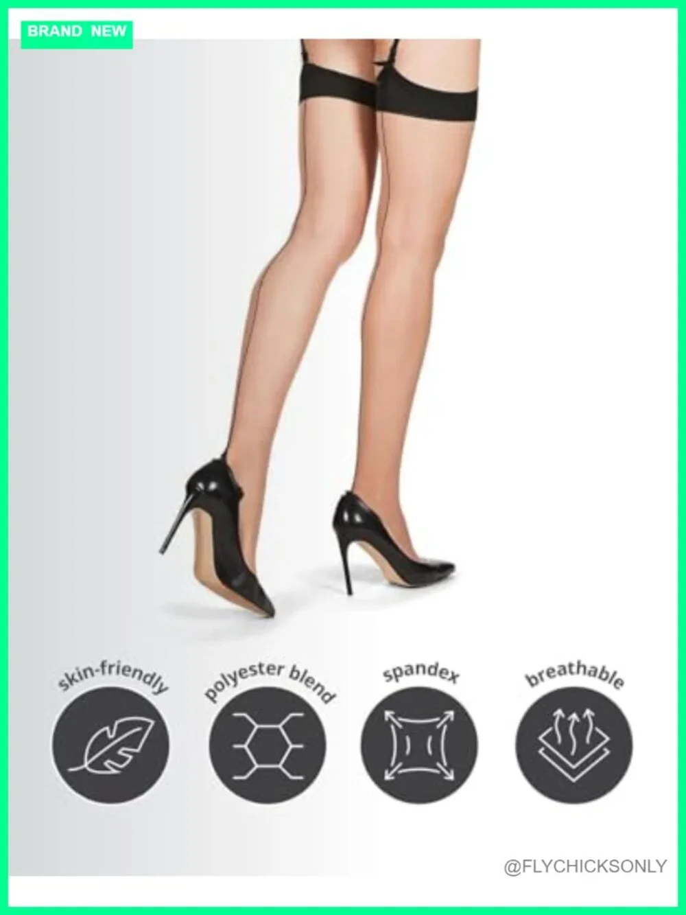 Women's Silky Sheer Thigh High Stockings with Back Seam and Comfort Band